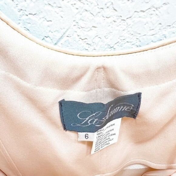 La femme One Shoulder Sequin Beaded Tan Gold Gown Formal Size 6 - Picture 2 of 5